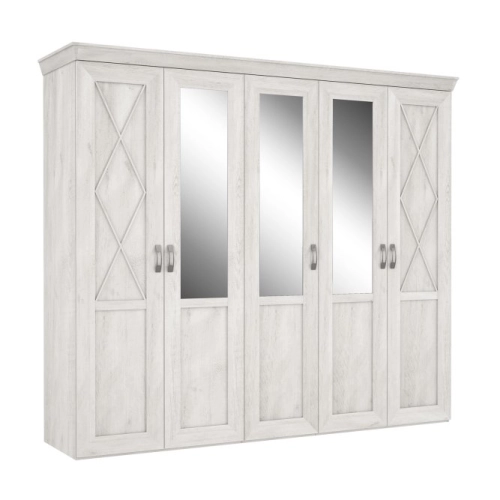 Duża szafa z lustrem 255 cm Pinia Biała